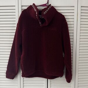 Women's Burgundy Fleece Sweater